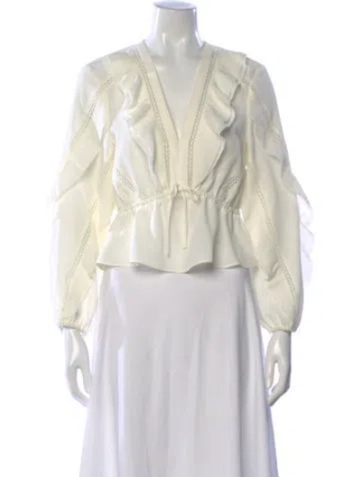 Pre-owned Derek Lam 10 Crosby V-neck Long Sleeve Blouse In Neutral