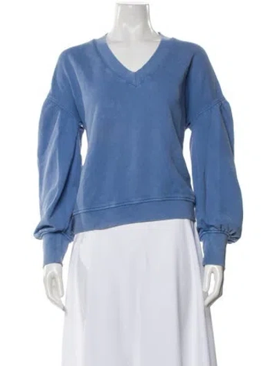 Pre-owned Derek Lam 10 Crosby V-neck Long Sleeve Sweatshirt In Blue