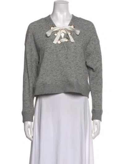 Pre-owned Derek Lam 10 Crosby V-neck Long Sleeve Sweatshirt In Gray
