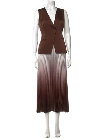 Pre-owned Derek Lam 10 Crosby V-neck Midi Length Dress In Brown