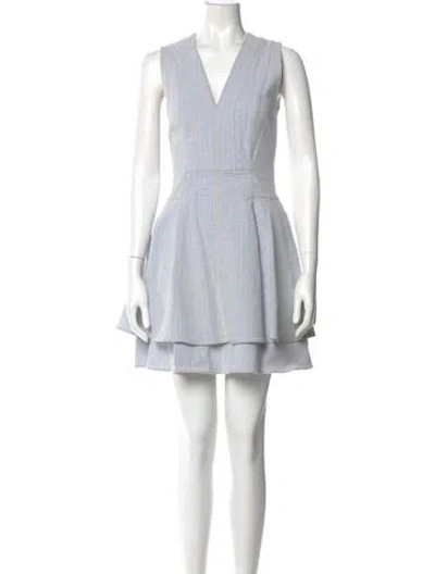 Pre-owned Derek Lam 10 Crosby V-neck Mini Dress In Blue