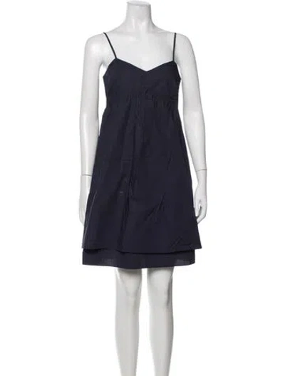 Pre-owned Derek Lam 10 Crosby V-neck Mini Dress In Blue