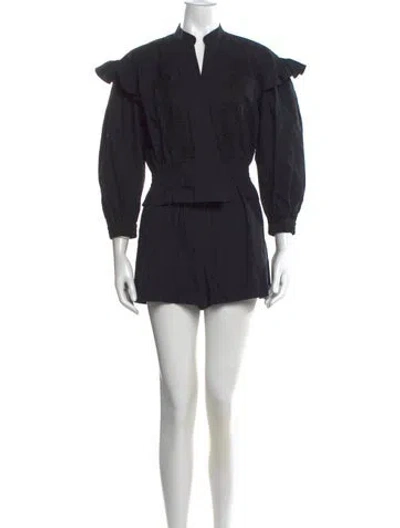 Pre-owned Derek Lam 10 Crosby V-neck Romper In Black