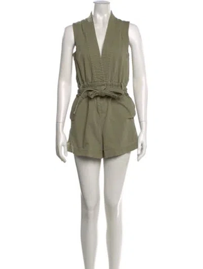 Pre-owned Derek Lam 10 Crosby V-neck Romper In Green