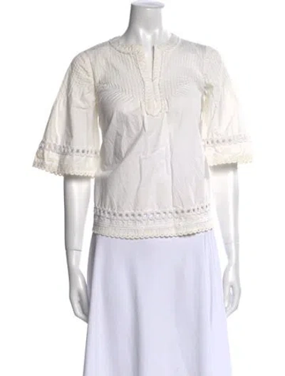 Pre-owned Derek Lam 10 Crosby V-neck Short Sleeve Blouse In White