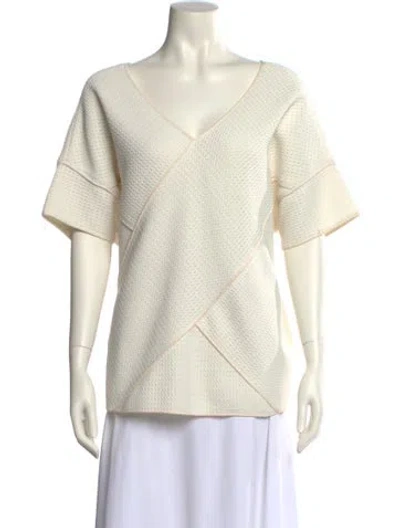 Pre-owned Derek Lam 10 Crosby V-neck Short Sleeve Sweatshirt In Neutral