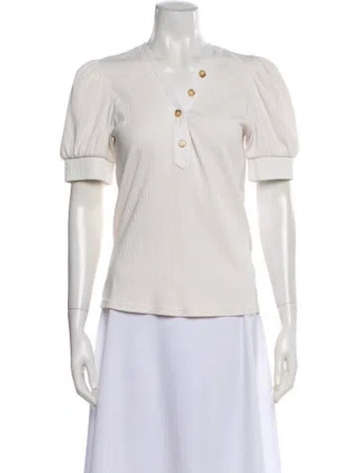 Pre-owned Derek Lam 10 Crosby V-neck Short Sleeve Top In White