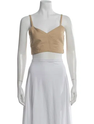 Pre-owned Derek Lam 10 Crosby V-neck Sleeveless Crop Top In White