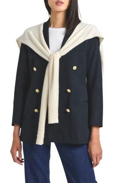 Derek Lam 10 Crosby Walter Cotton Blend Double Breasted Jacket With Shrug In Black