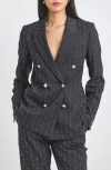 Derek Lam 10 Crosby Walter Mini Stud Double Breasted Blazer In Gray