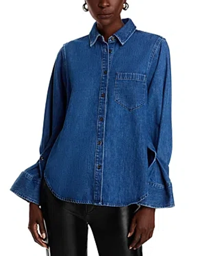 Derek Lam 10 Crosby Wesley Cotton Denim Shirt In Bedford Dark