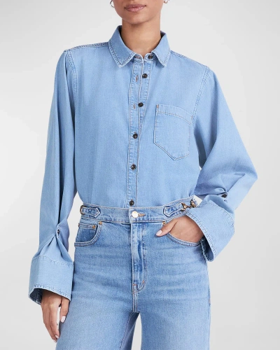 Derek Lam 10 Crosby Wesley Cotton Denim Shirt In Dover Light
