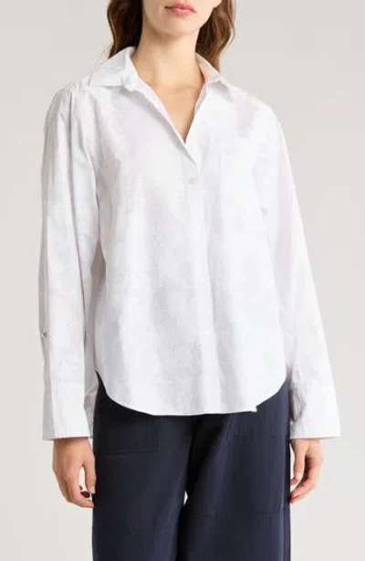 Derek Lam 10 Crosby Wesley Floral Button-up Shirt In White