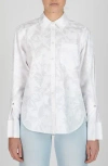 Derek Lam 10 Crosby Wesley Floral Button-up Shirt In White/white