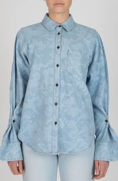 Derek Lam 10 Crosby Wesley Floral Denim Western Button-up Shirt In Laser Floral