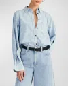 Derek Lam 10 Crosby Wesley Laser Floral Denim Shirt In Laser Floral