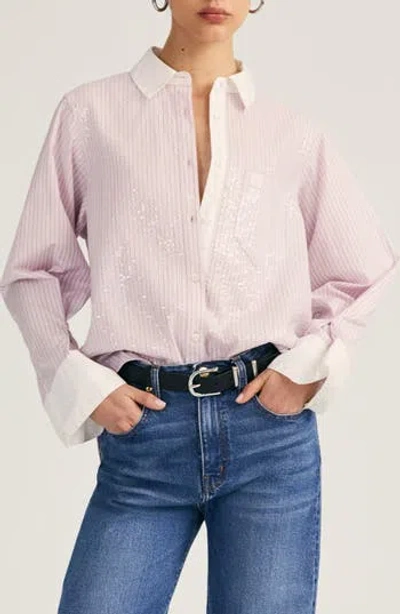 Derek Lam 10 Crosby Wesley Sequin Button-up Shirt In Primrose/oregano