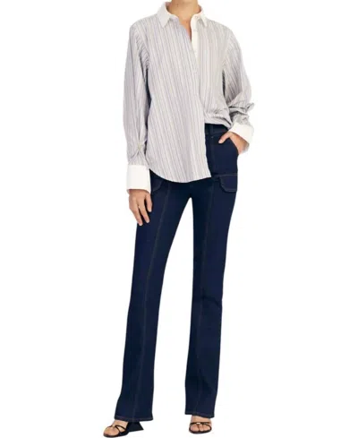 Derek Lam 10 Crosby Wesley Shirt In Seine Blue Multi
