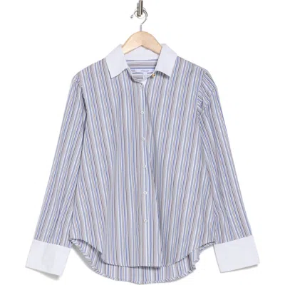 Derek Lam 10 Crosby Wesley Stripe Button-up Shirt In Seine Blue Multi