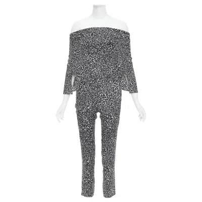 Pre-owned Derek Lam 10 Crosby White Silk Blend Geometric Printed Strapless Jumpsuit Us0 Xs