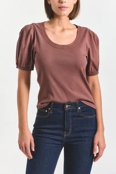 Derek Lam 10 Crosby Willa Balloon Sleeve Scoop Top In Brown