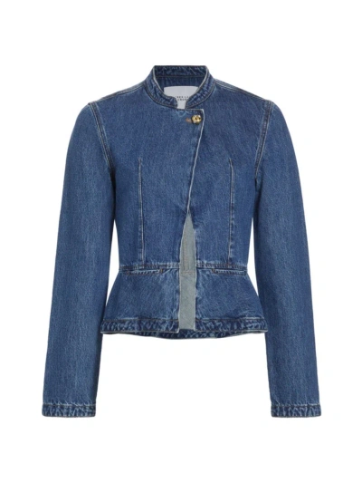 Derek Lam 10 Crosby Adeline Peplum Denim Jacket In Atlantic