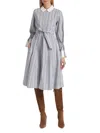 Derek Lam 10 Crosby Alana Stripe Long Sleeve Shirtdress In Multi