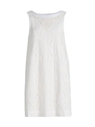 Derek Lam 10 Crosby Alina Ladder Stitch Sleeveless A-line Dress In White
