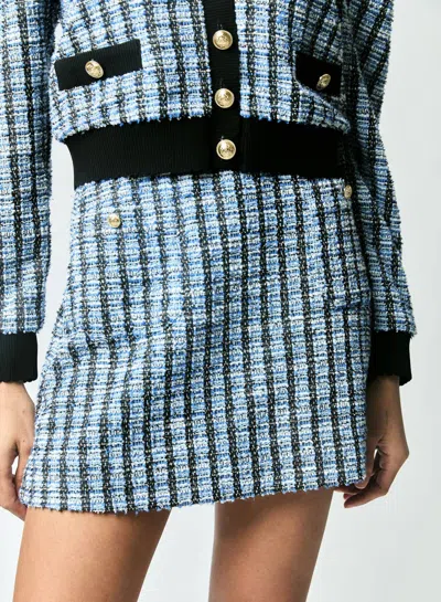 Derek Lam 10 Crosby Alira Checked Jacquard-knit Mini Skirt In Blue