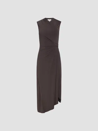 Derek Lam 10 Crosby Women's Amy Draped Jersey Midi Dress In Brown