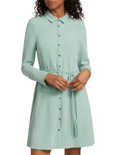 Derek Lam 10 Crosby Women's Angie Belted Shirtdress In Dusty Teal
