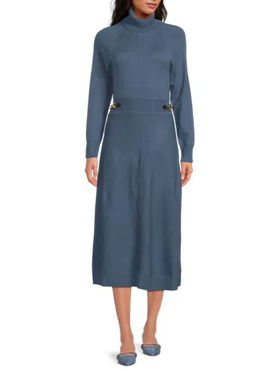 Derek Lam 10 Crosby Women's Becky Turtle Neck Wool Midi Dress In Slate