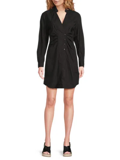 Derek Lam 10 Crosby Women's Beverly Button-front Shirtdress In Black