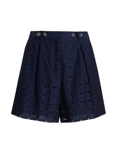 Derek Lam 10 Crosby Boswell Eyelet Lace Shorts In Blue