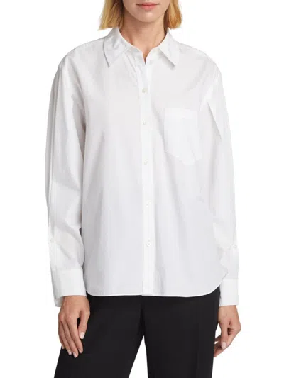 Derek Lam 10 Crosby Women's Boxy High-low Cotton Shirt In Optic White
