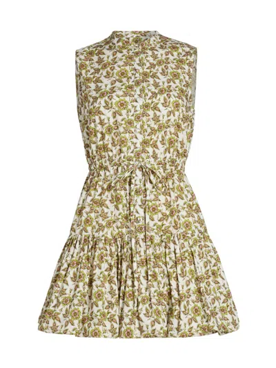 Derek Lam 10 Crosby Briar Print Sleeveless Minidress In Brown