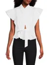 Derek Lam 10 Crosby Ruffled Cotton-blend Poplin Top In White