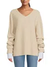 Derek Lam 10 Crosby Cassie Poplin-paneled Wool Sweater In Natural