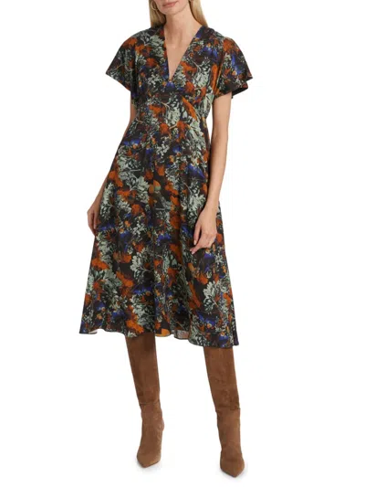 Derek Lam 10 Crosby Women's Cecile Flutter Sleeve Midi-dress