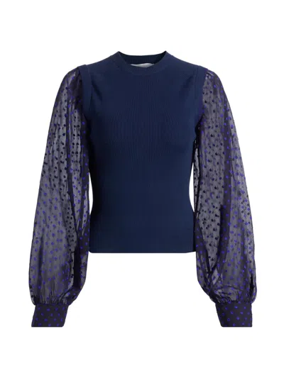 Derek Lam 10 Crosby Women's Cerina Sheer-sleeve Sweater In Blue