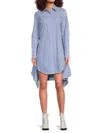 Derek Lam 10 Crosby Women's Charlotte Striped High Low A-line Mini Shirtdress In Blue White
