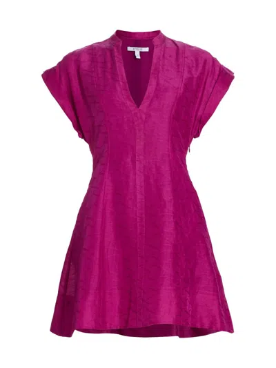 Derek Lam 10 Crosby Christina Short Sleeve Mini Dress In Hibiscus In Black