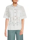 Derek Lam 10 Crosby Cilou Eyelet Utility Shirt In White