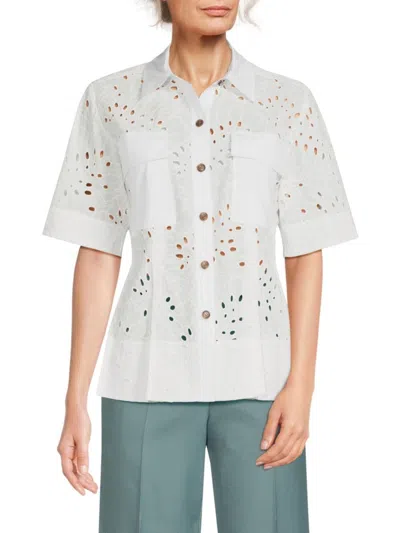 Derek Lam 10 Crosby Broderie Anglaise Cotton Shirt In White