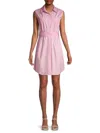 Derek Lam 10 Crosby Women's Cora Solid-hued Ruched Shirtdress In Pink