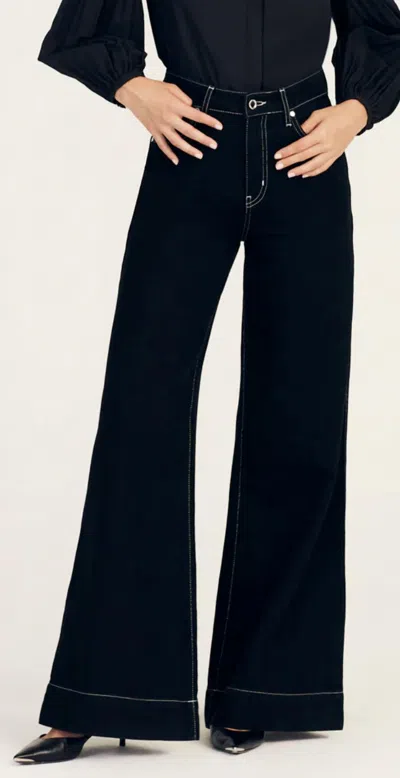 Derek Lam 10 Crosby Women's Coralie High Rise Wide Leg In Black In Blue