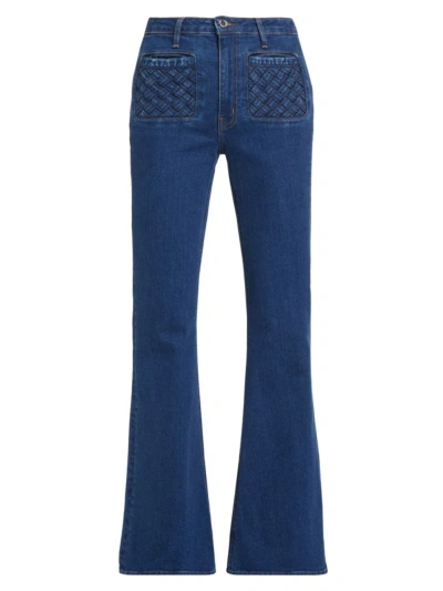 Derek Lam 10 Crosby Crosby High Rise Flare With Woven Pockets In Atlantic In Blue