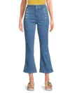 Derek Lam 10 Crosby Women's Decorative Button Flared Cropped Jeans In Blue