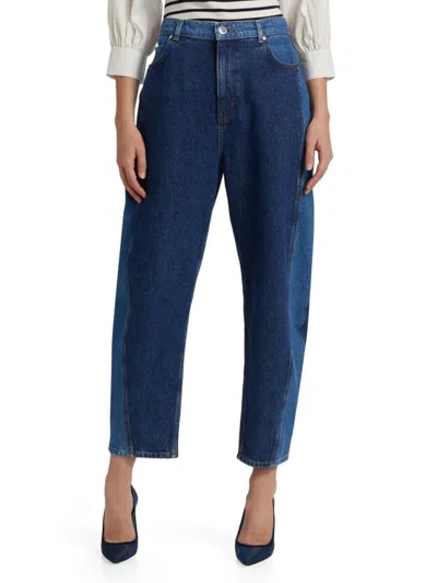 Derek Lam 10 Crosby Women's Denise Color Block Barrel Jeans In Blue