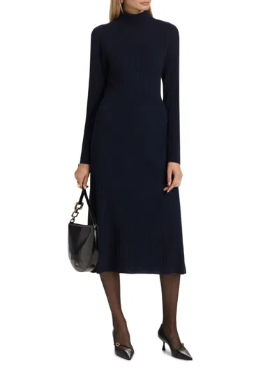 Derek Lam 10 Crosby Women's Diana Wool Turtleneck Midi-dress In Blue
